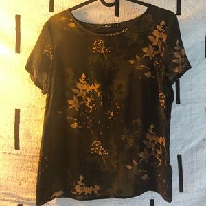 7 For All Mankind leaf print 100% silk top - XS